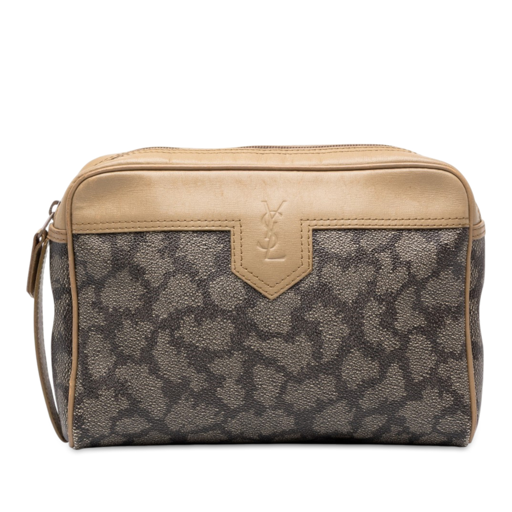 Pre-Loved Saint Laurent Printed Coated Canvas Clutch